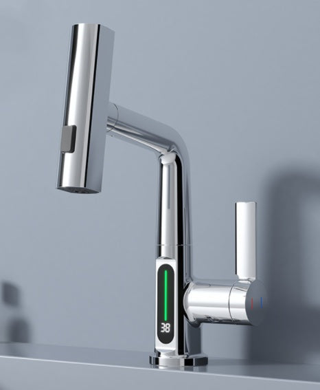 Intelligent Digital Display Faucet Pull-out Basin Faucet Temperature