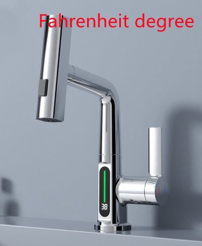 Intelligent Digital Display Faucet Pull-out Basin Faucet Temperature