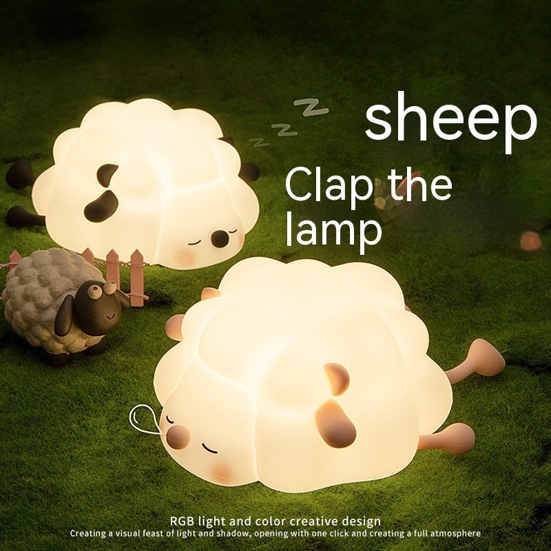 Cute Silicone Night Lights Sheep Cartoon Bedroom Lamp For Children's Room Decor