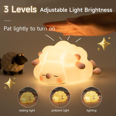 Cute Silicone Night Lights Sheep Cartoon Bedroom Lamp For Children's Room Decor