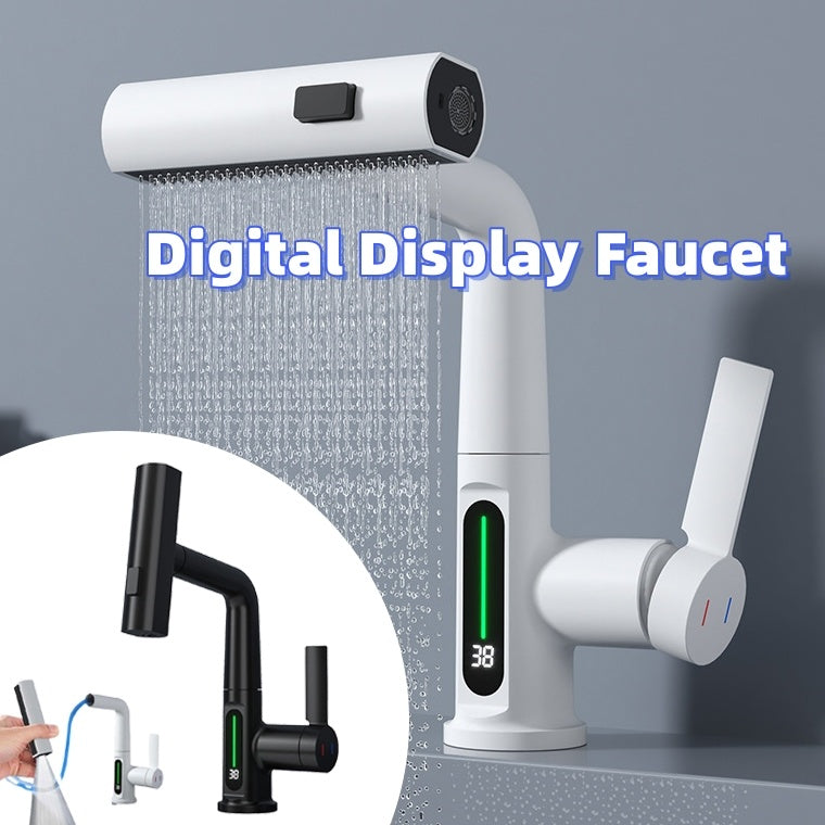 Intelligent Digital Display Faucet Pull-out Basin Faucet Temperature