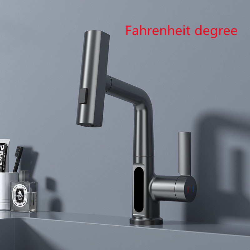 Intelligent Digital Display Faucet Pull-out Basin Faucet Temperature