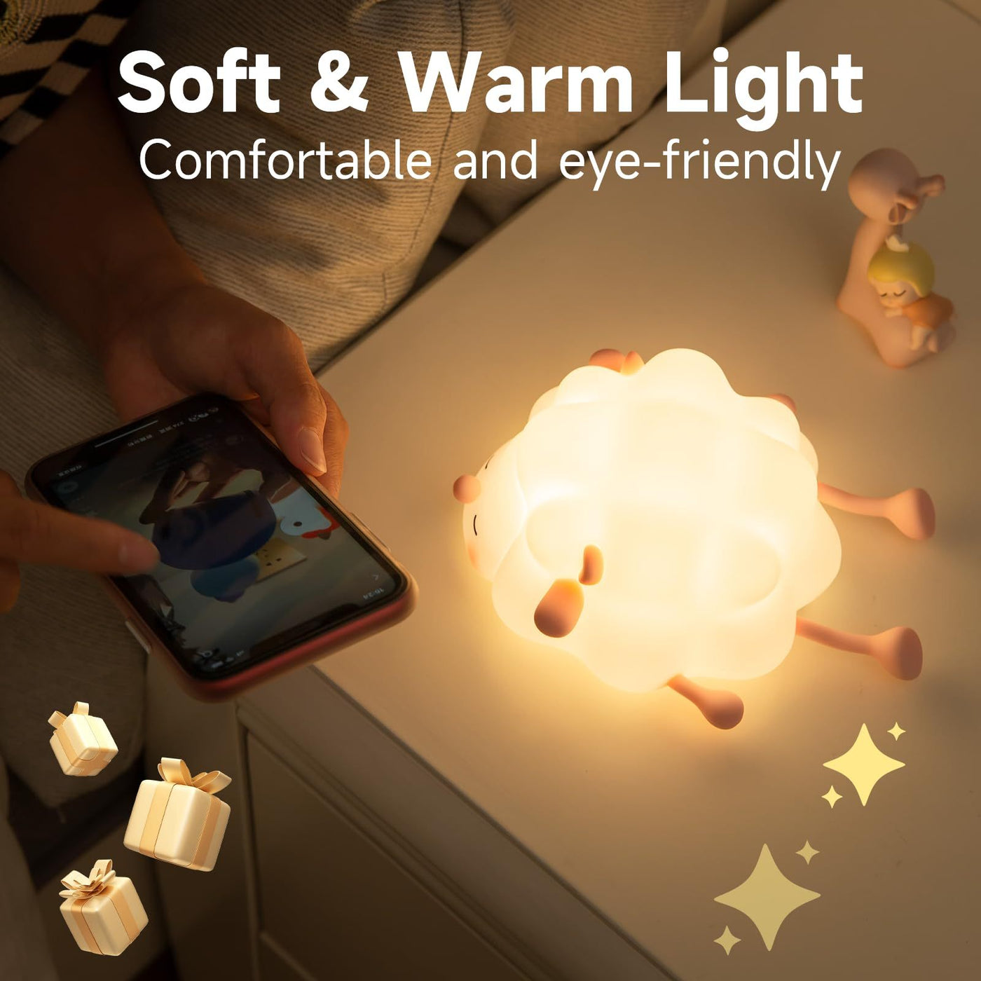 Cute Silicone Night Lights Sheep Cartoon Bedroom Lamp For Children's Room Decor